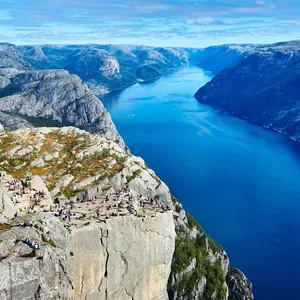 Sample photo of a fjord transformed with w_300,h_300,c_fill,g_south