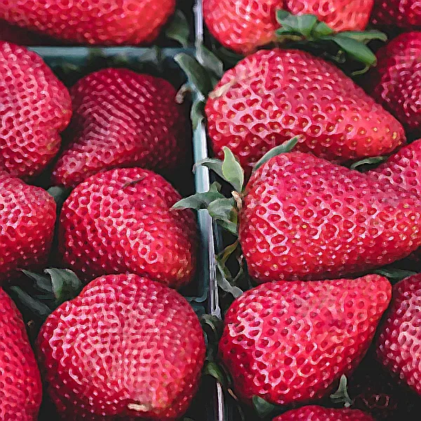Oil paint applied to the strawberries photo
