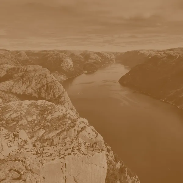 Sepia version of the fjord photo